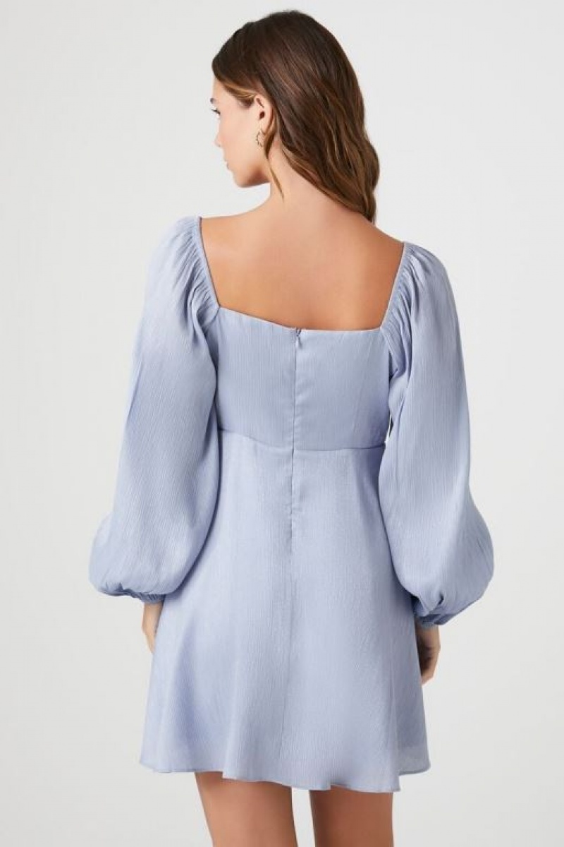 Vestido Forever 21 Chiffon Peasant Sleeve Mini Mujer Azules Claro | 5pAwqjZIXR6