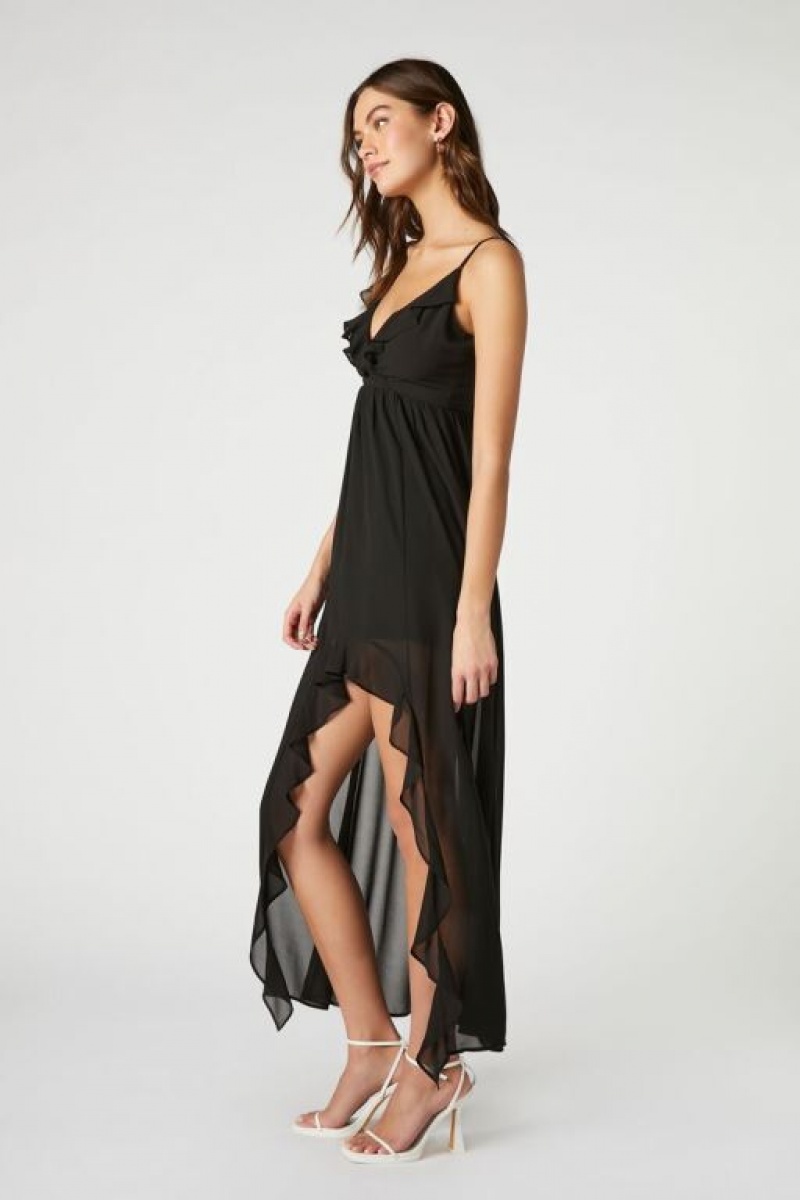 Vestido Forever 21 Chiffon Ruffle High Low Mujer Negras | cNEVwcIfuzu