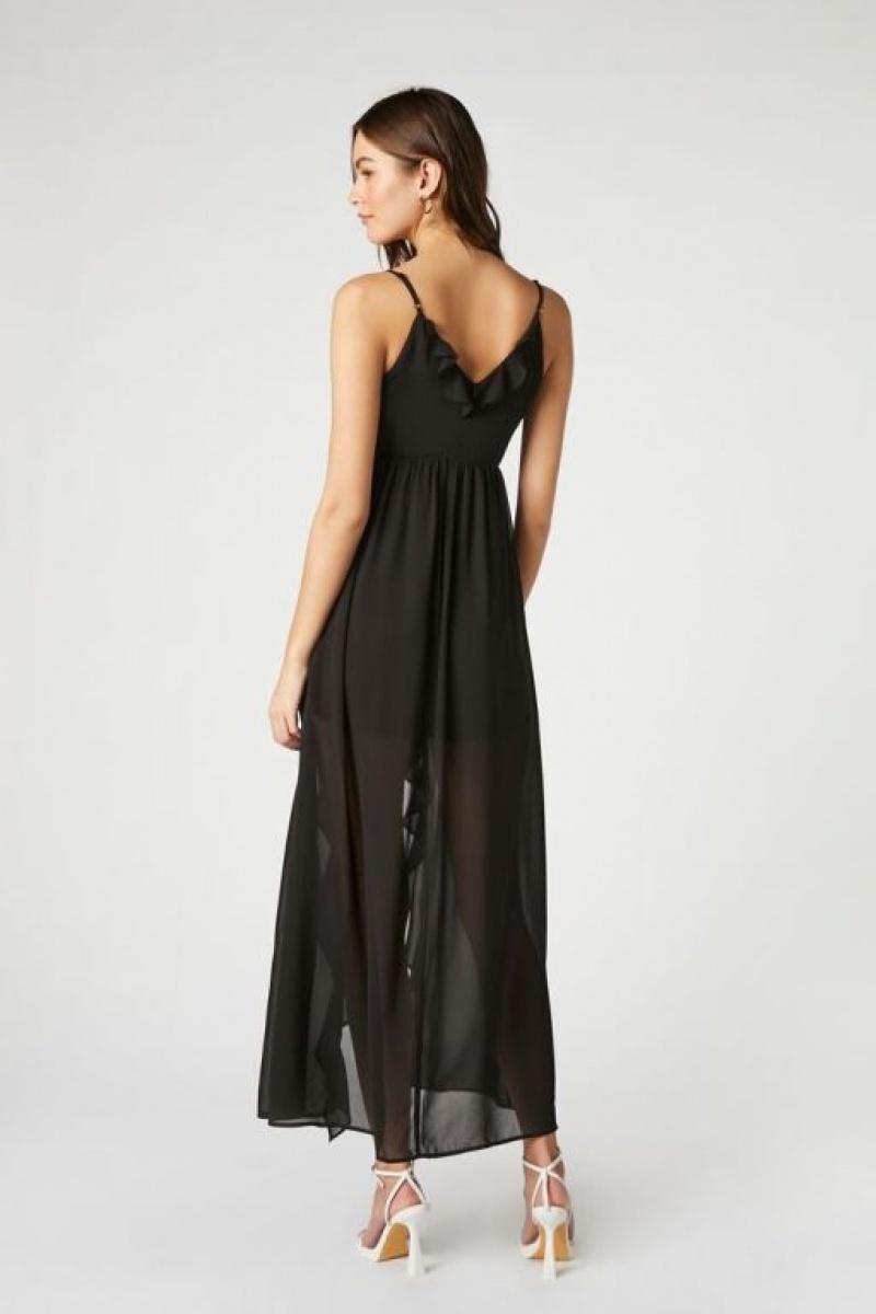 Vestido Forever 21 Chiffon Ruffle High Low Mujer Negras | cNEVwcIfuzu