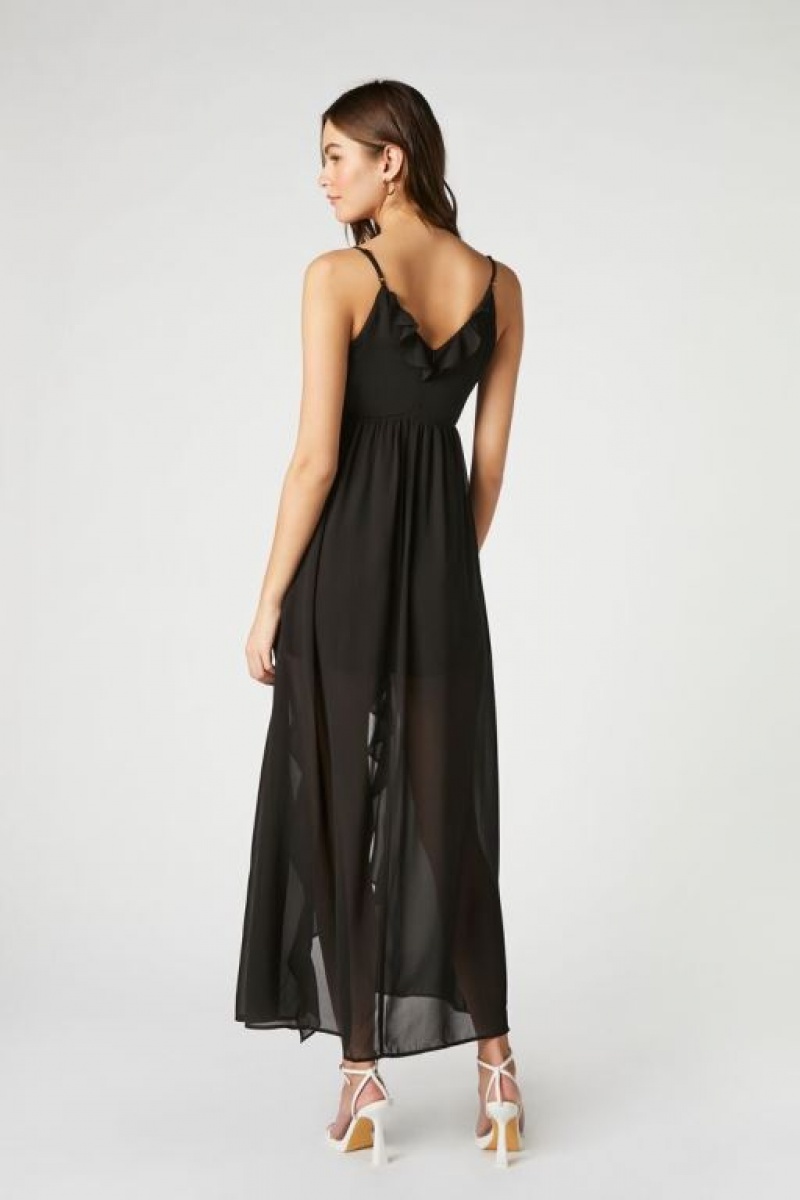 Vestido Forever 21 Chiffon Ruffle High Low Mujer Negras | ix2FaMDRxPD