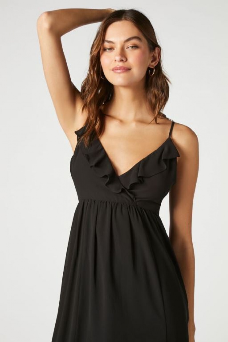 Vestido Forever 21 Chiffon Ruffle High Low Mujer Negras | ix2FaMDRxPD