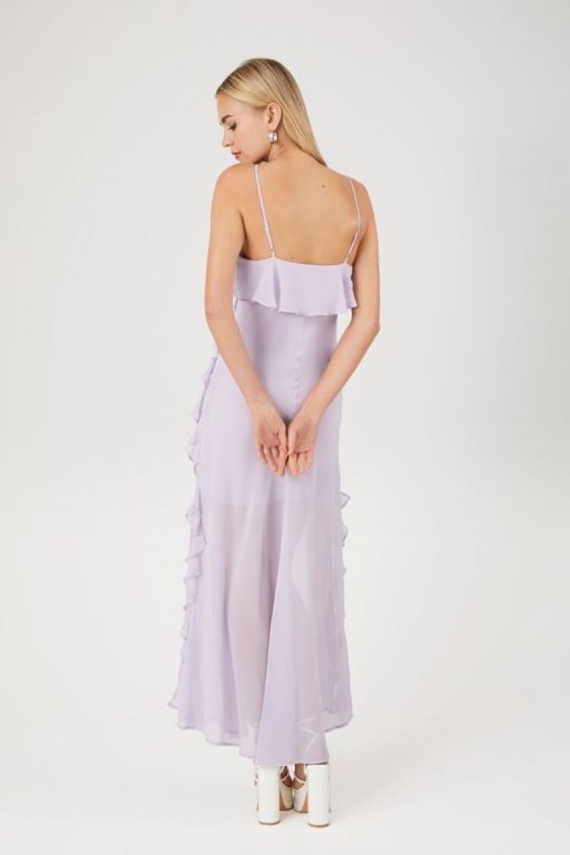 Vestido Forever 21 Chiffon Ruffle Maxi Mujer Lavanda | otyc49oUNQ8