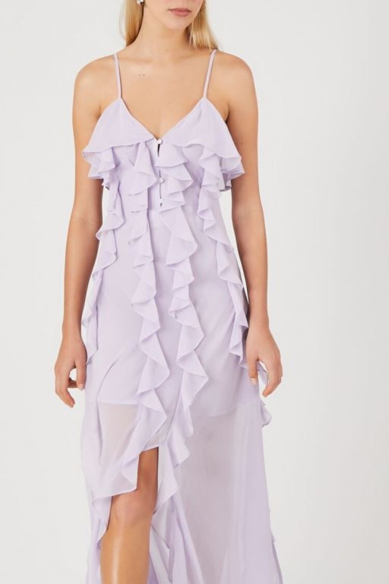 Vestido Forever 21 Chiffon Ruffle Maxi Mujer Lavanda | otyc49oUNQ8