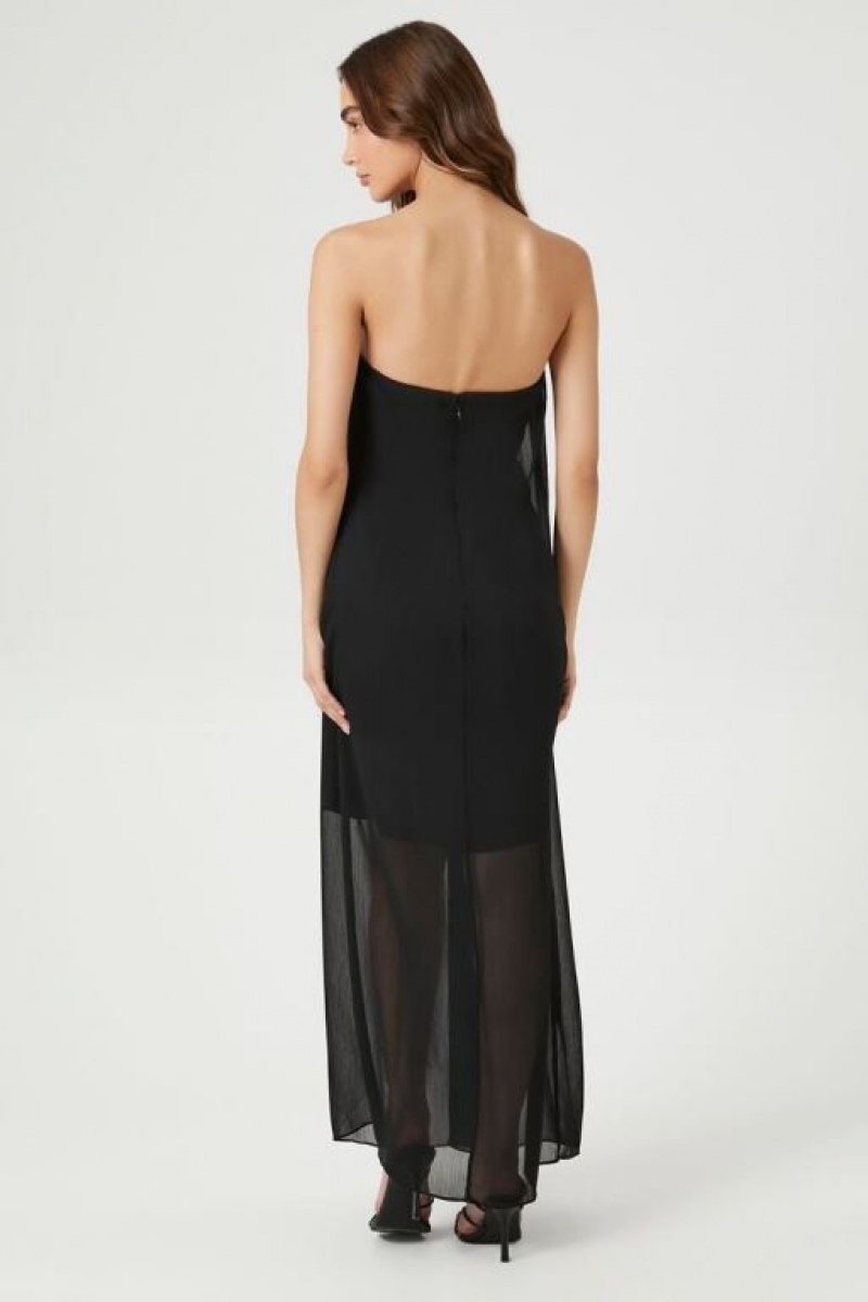 Vestido Forever 21 Chiffon Sweetheart Maxi Mujer Negras | nkXYrUH0fTo