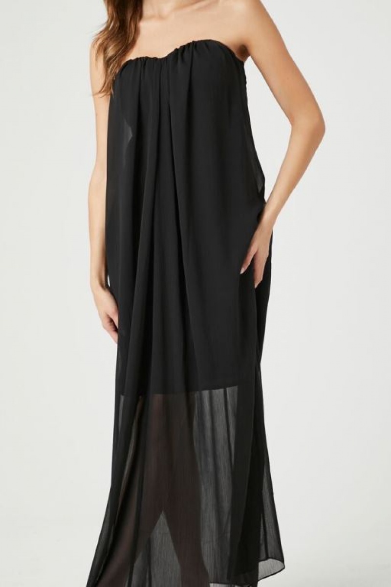 Vestido Forever 21 Chiffon Sweetheart Maxi Mujer Negras | nkXYrUH0fTo