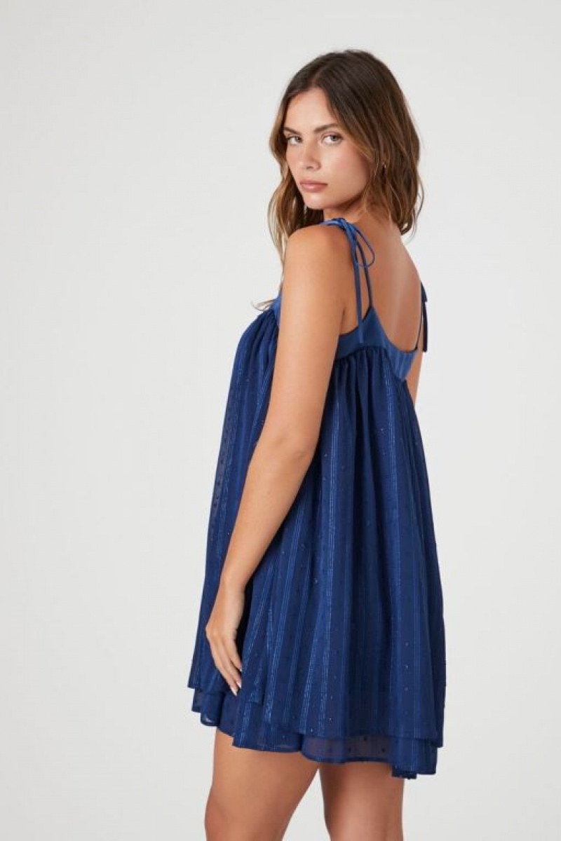 Vestido Forever 21 Chiffon Tie Strap Shift Mini Mujer Azul Marino | dXJIGtNb8bw