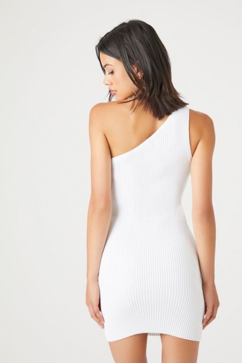 Vestido Forever 21 Contour One Shoulder Mini Mujer Blancas | cuS3CDjMBKf