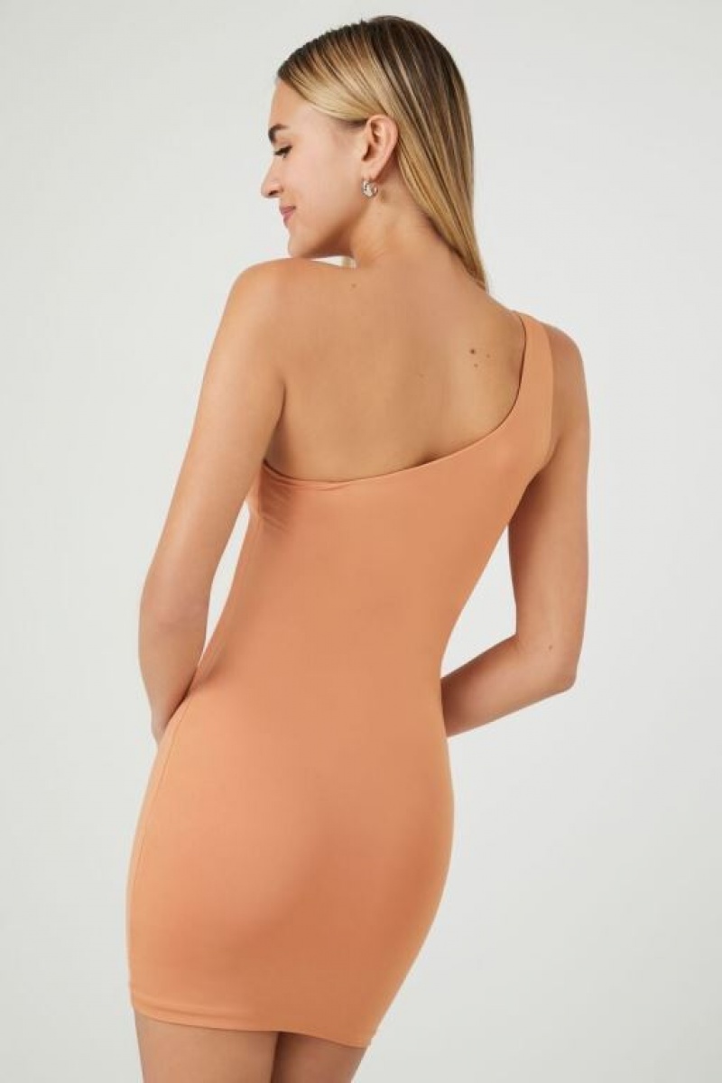 Vestido Forever 21 Contour One Shoulder Mini Mujer Toasted Almond | WpqEEedpiKD