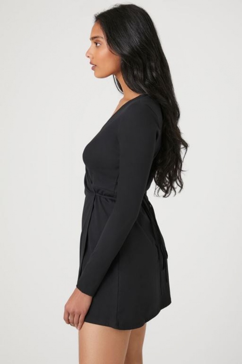 Vestido Forever 21 Contour Wrap Mini Mujer Negras | l6Q0enRJkpT