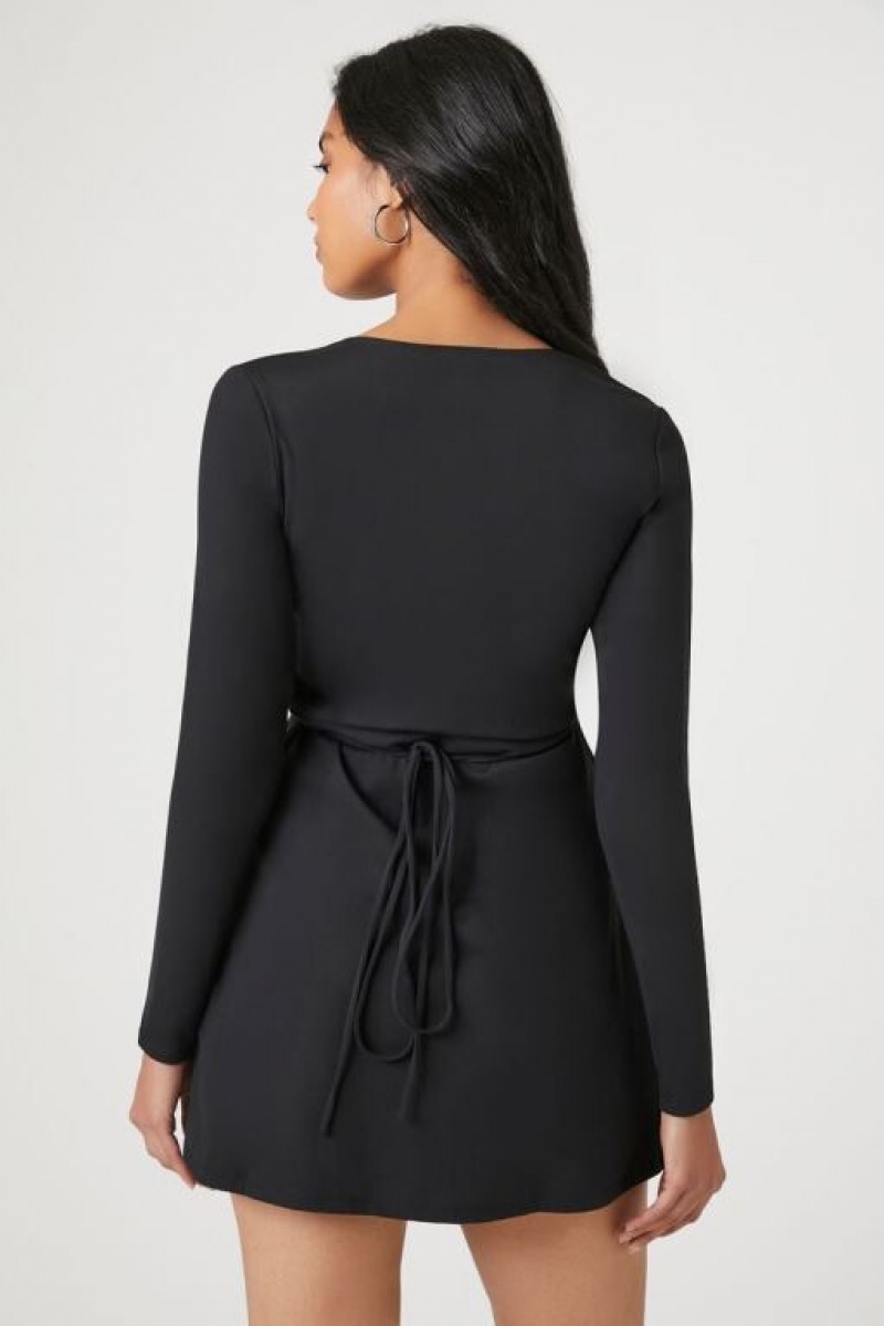 Vestido Forever 21 Contour Wrap Mini Mujer Negras | l6Q0enRJkpT