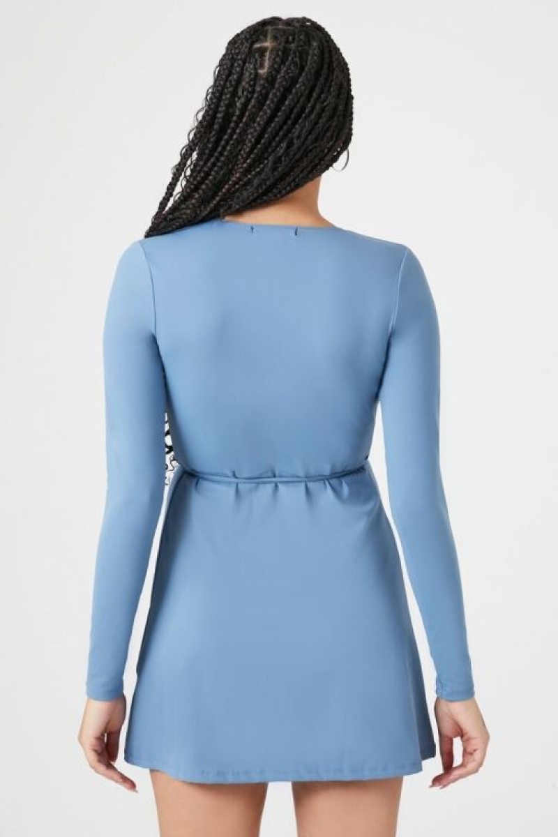 Vestido Forever 21 Contour Wrap Mini Mujer Azules | AykuTWZw9dj