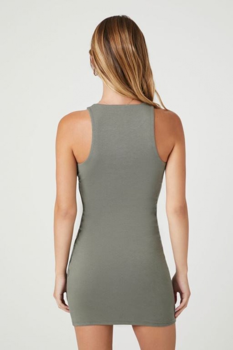 Vestido Forever 21 Cotton Blend Mini Tank Mujer Verde Oliva Oscuro | pVf3B6vy5X3