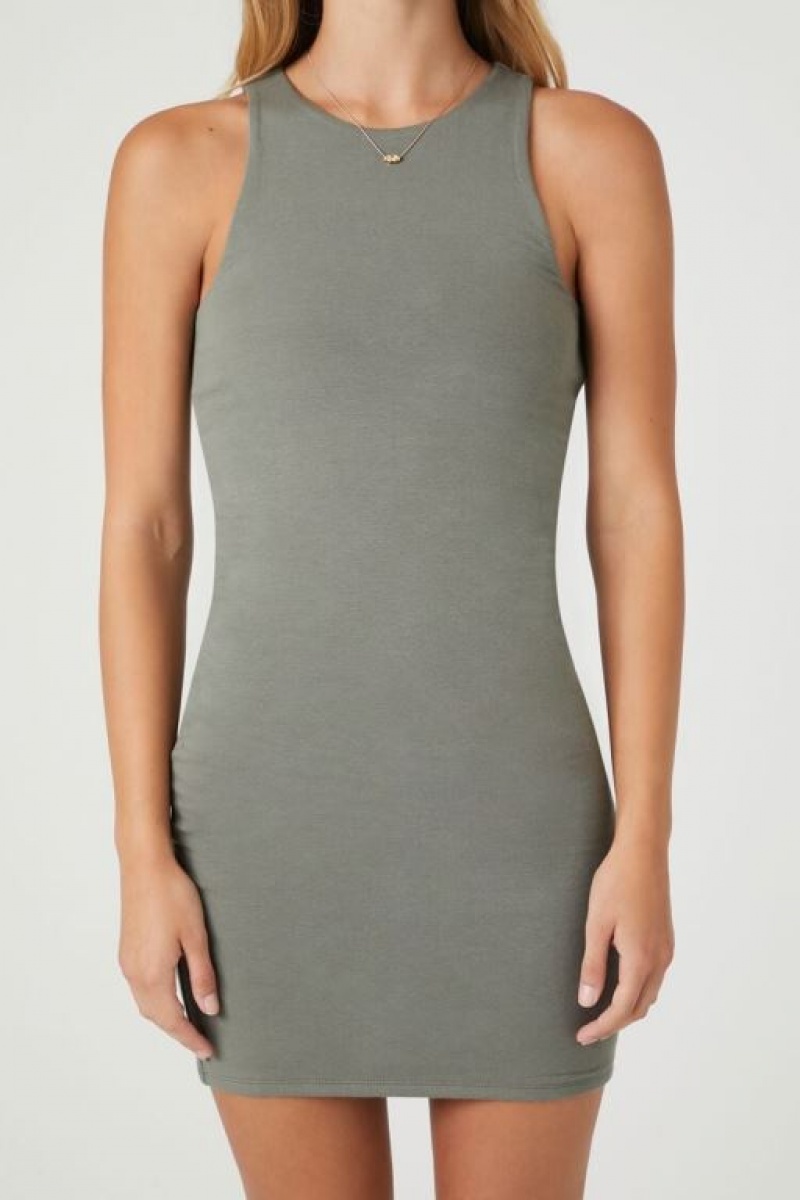 Vestido Forever 21 Cotton Blend Mini Tank Mujer Verde Oliva Oscuro | pVf3B6vy5X3