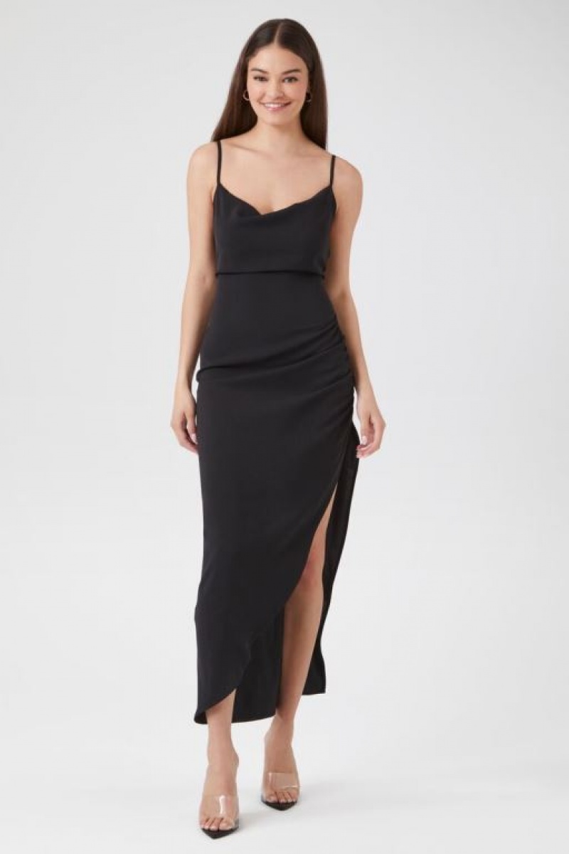 Vestido Forever 21 Cowl Neck Maxi Slip Mujer Negras | qRIko2He1qP