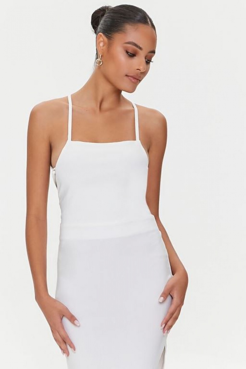 Vestido Forever 21 Crisscross Cami Mujer Creme | 1qKGJJH6A3S