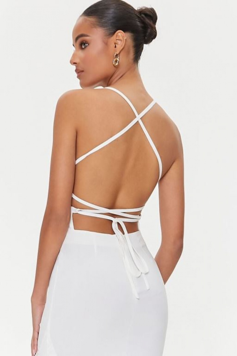 Vestido Forever 21 Crisscross Cami Mujer Creme | 1qKGJJH6A3S