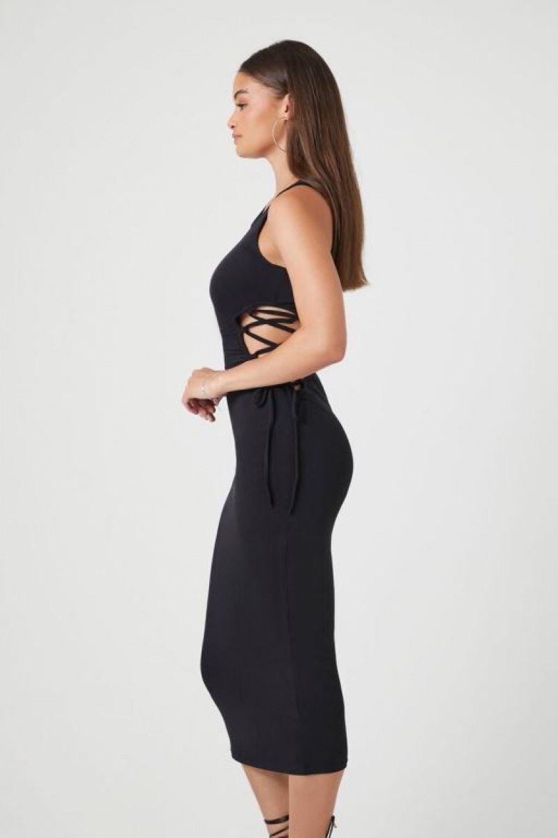 Vestido Forever 21 Crisscross Cutout Midi Mujer Negras | fHYhxUdymvC