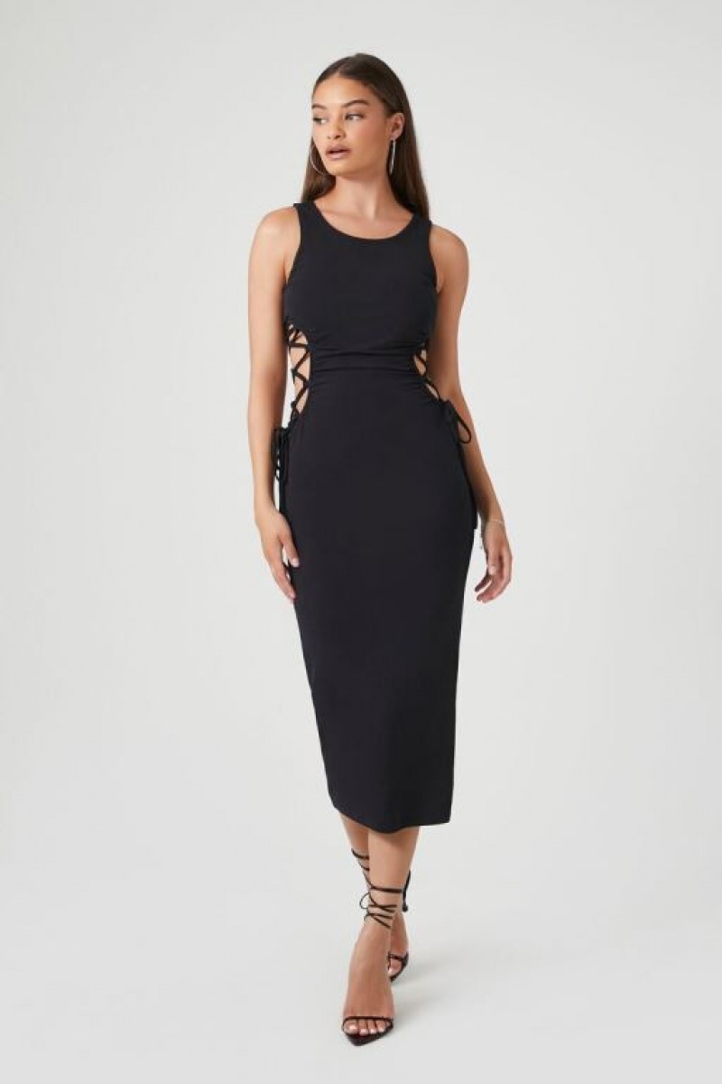 Vestido Forever 21 Crisscross Cutout Midi Mujer Negras | fHYhxUdymvC