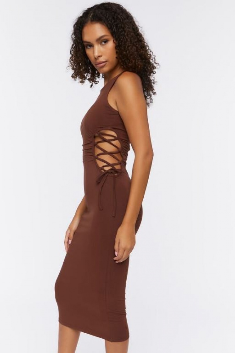 Vestido Forever 21 Crisscross Cutout Midi Mujer Chocolate | D5DKCGOTqtC