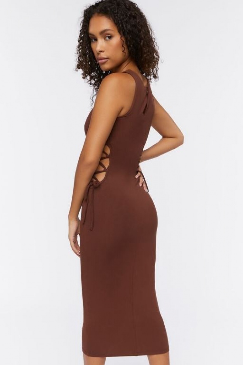 Vestido Forever 21 Crisscross Cutout Midi Mujer Chocolate | D5DKCGOTqtC