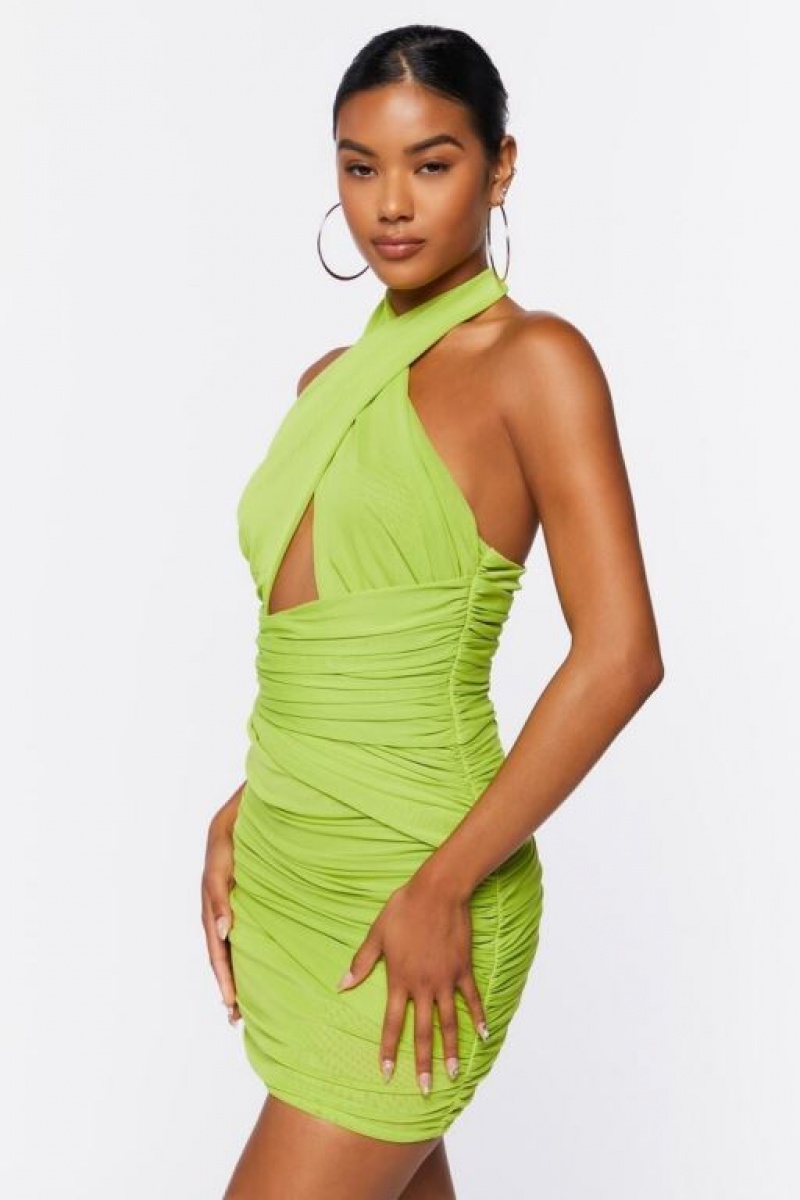 Vestido Forever 21 Crisscross Halter Mini Mujer Verde | yq6u5u4I1IF