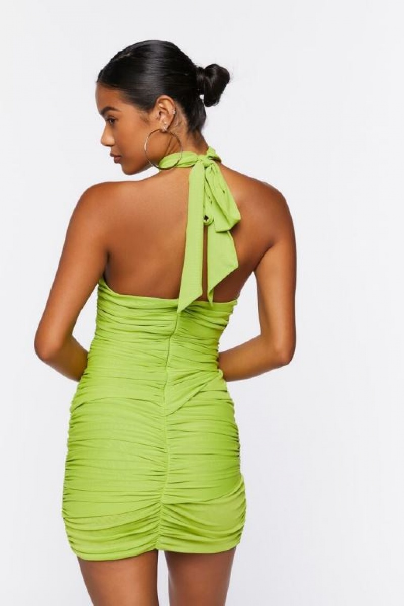 Vestido Forever 21 Crisscross Halter Mini Mujer Verde | yq6u5u4I1IF