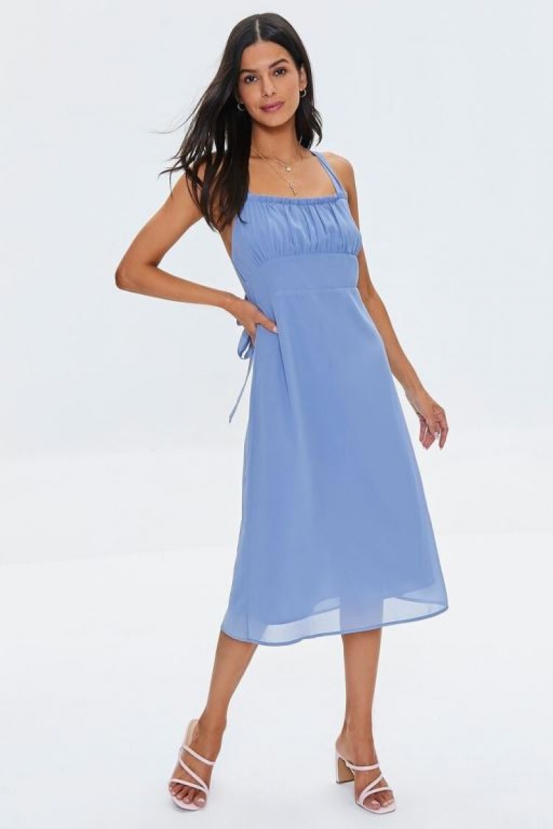 Vestido Forever 21 Crisscross Midi Mujer Periwinkle | fTC5cZtHV3S