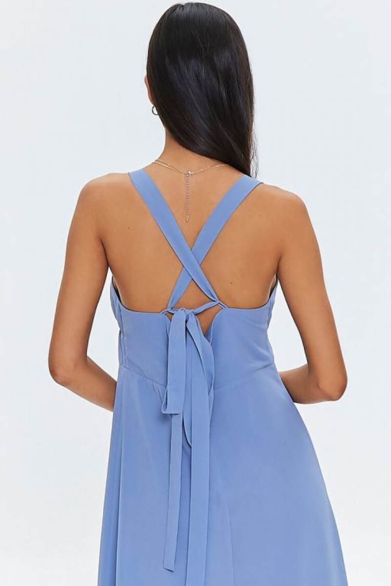 Vestido Forever 21 Crisscross Midi Mujer Periwinkle | fTC5cZtHV3S