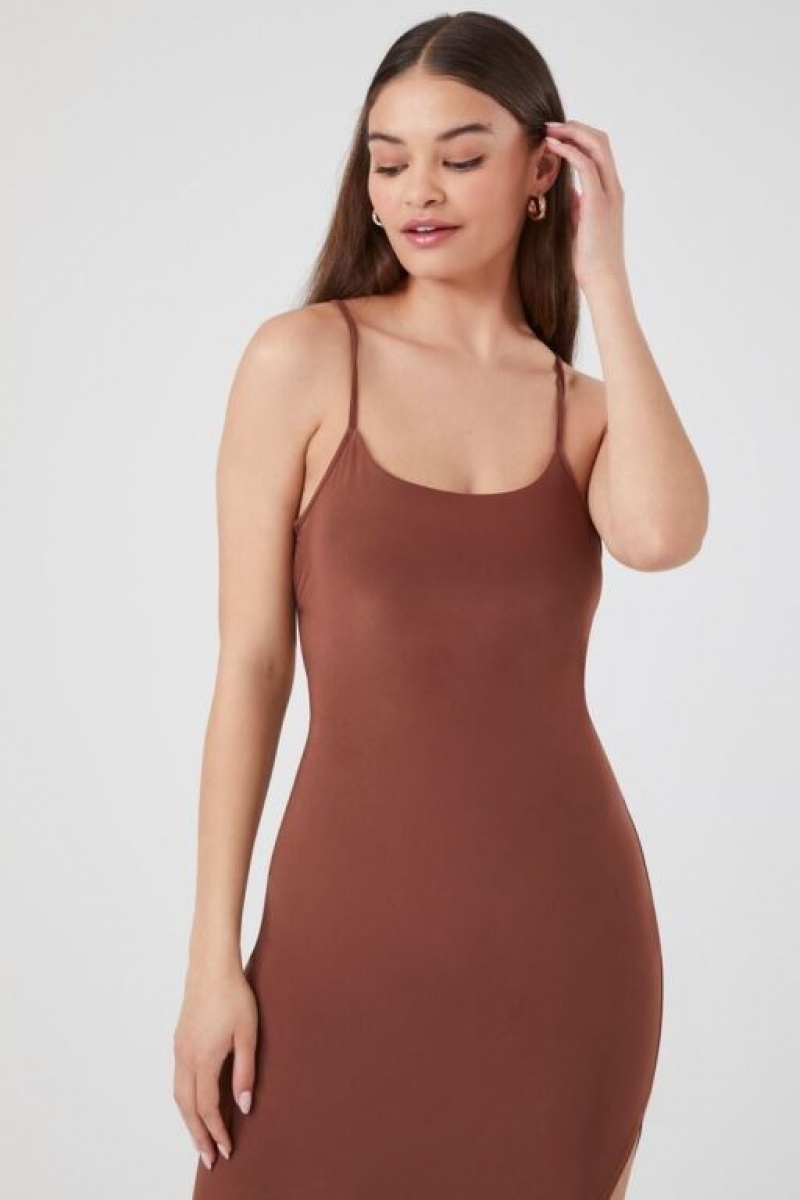 Vestido Forever 21 Crisscross Thigh Slit Midi Mujer Cappuccino | Ihg8vXnozI9