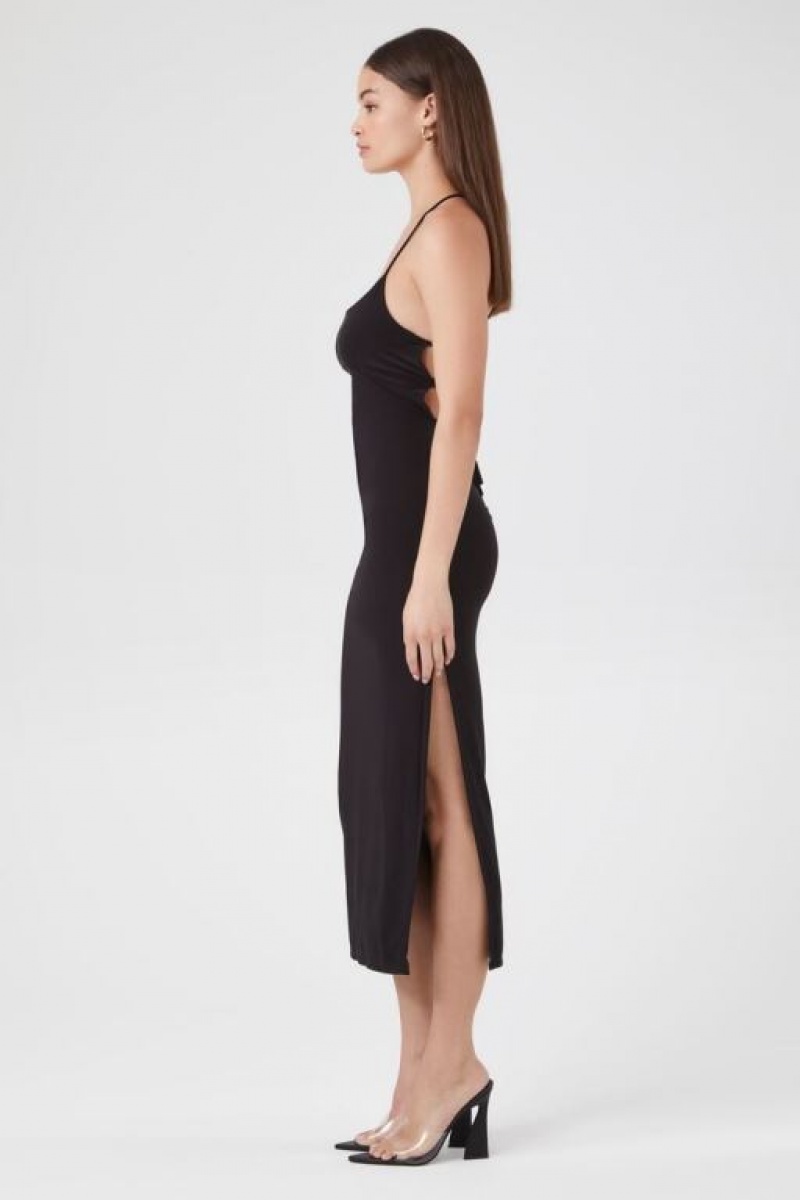 Vestido Forever 21 Crisscross Thigh Slit Midi Mujer Negras | itdgEruq1sH