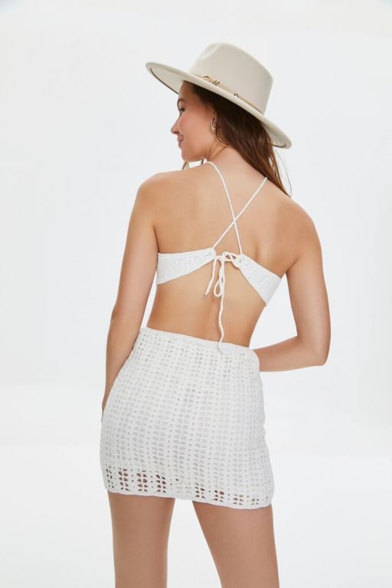 Vestido Forever 21 Crochet Cutout Mini Mujer Creme | FtrqwBgfFBz