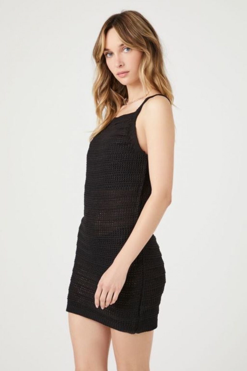 Vestido Forever 21 Crochet Knit Mini Mujer Negras | LdoCDexkH07