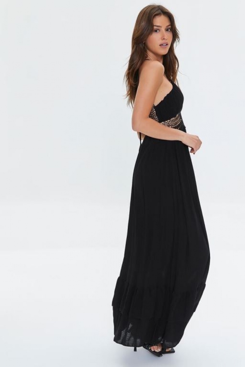 Vestido Forever 21 Crochet Trim Maxi Mujer Negras | CWOtyu1eS3m