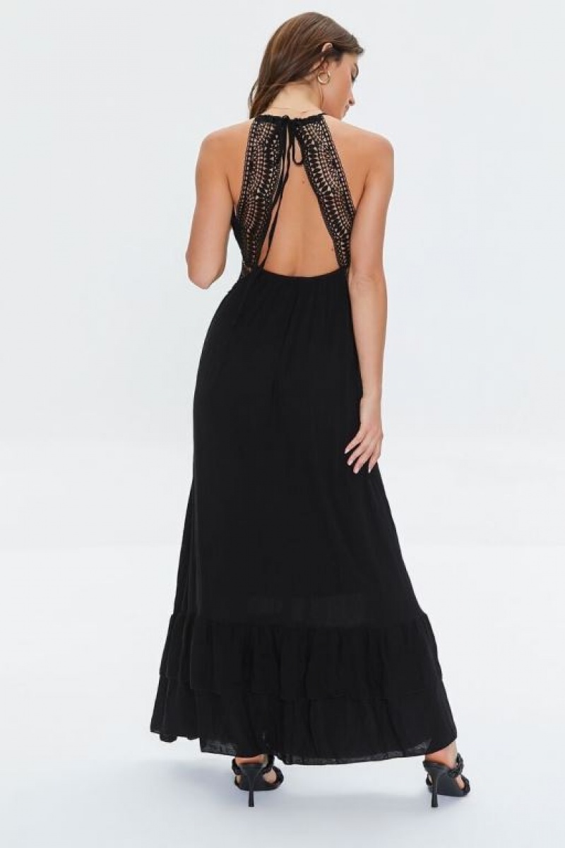 Vestido Forever 21 Crochet Trim Maxi Mujer Negras | CWOtyu1eS3m