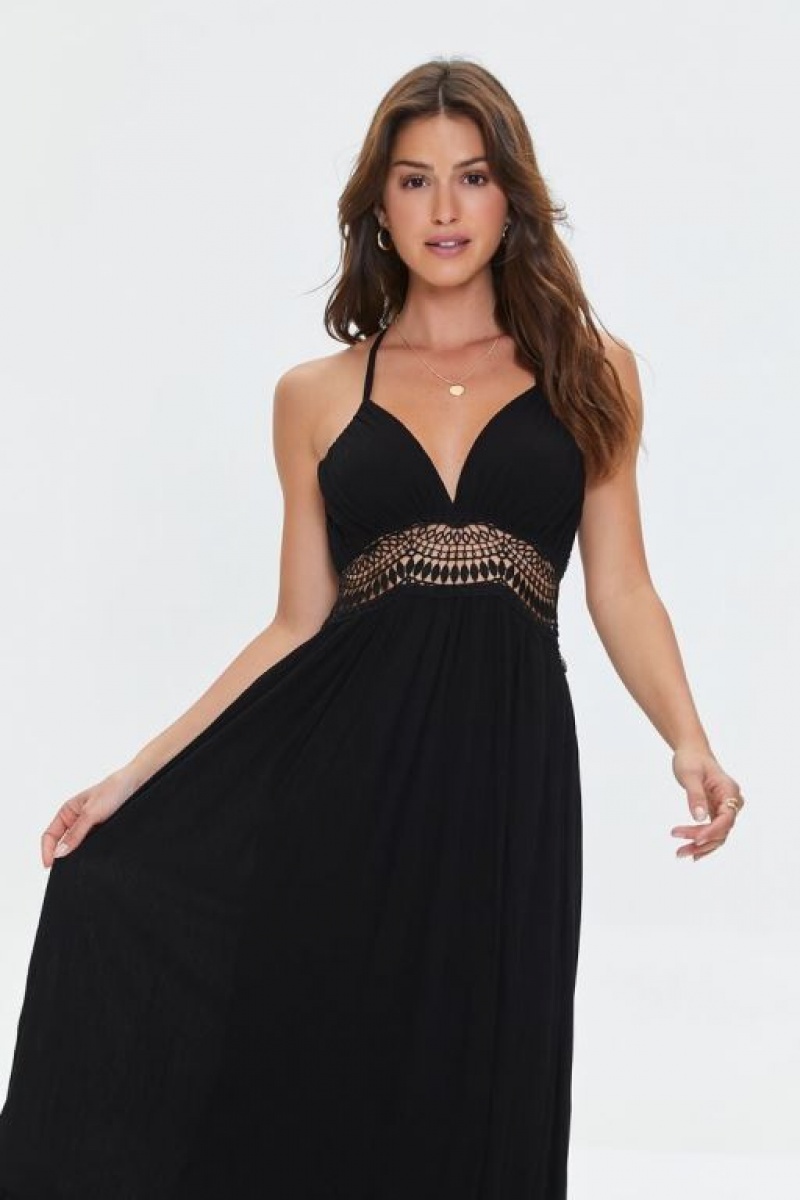 Vestido Forever 21 Crochet Trim Maxi Mujer Negras | CWOtyu1eS3m