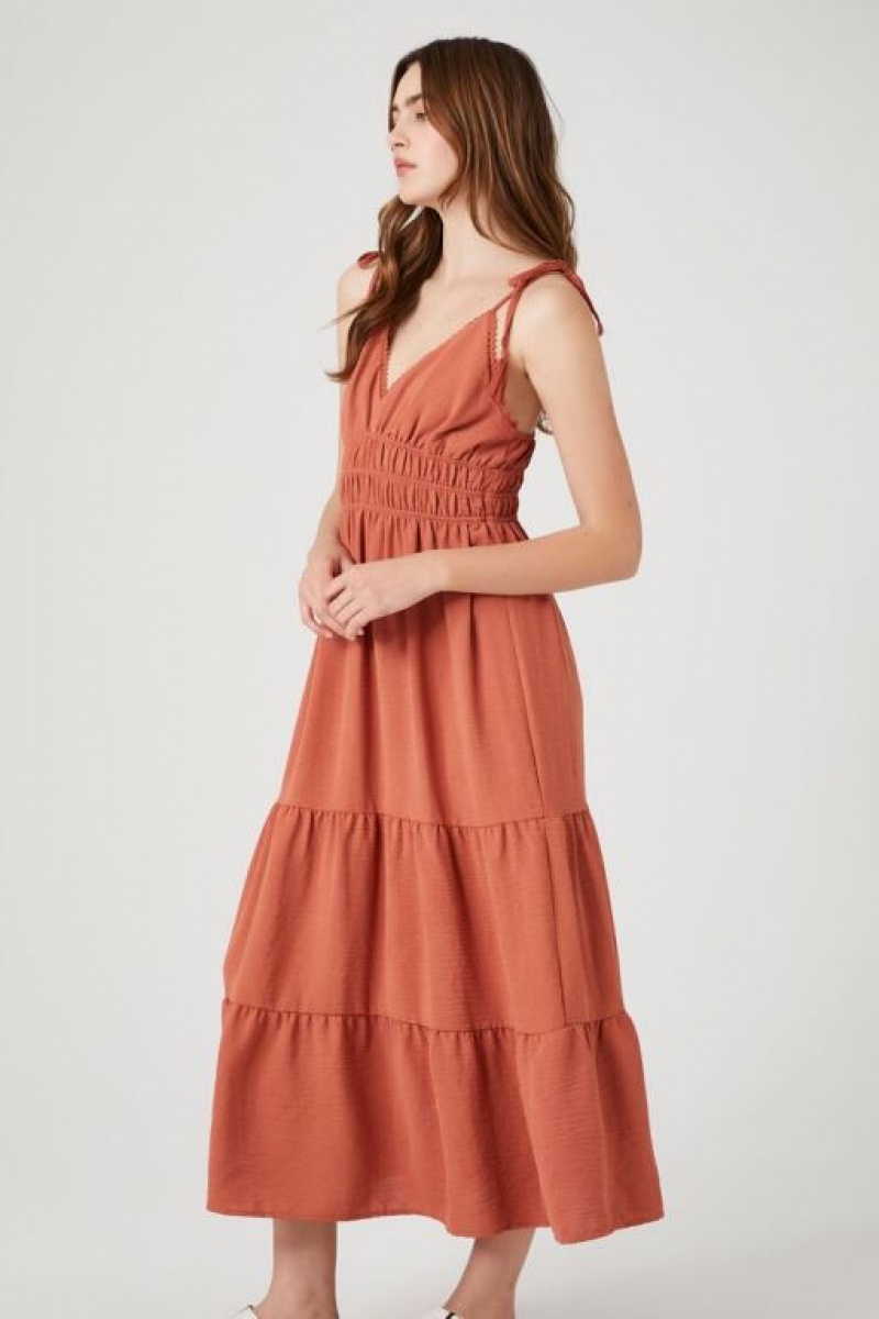 Vestido Forever 21 Crochet Trim Tassel Midi Mujer Clay | ML3yIX7BB4L