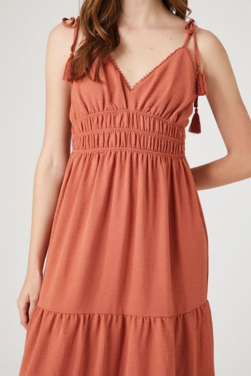 Vestido Forever 21 Crochet Trim Tassel Midi Mujer Clay | ML3yIX7BB4L