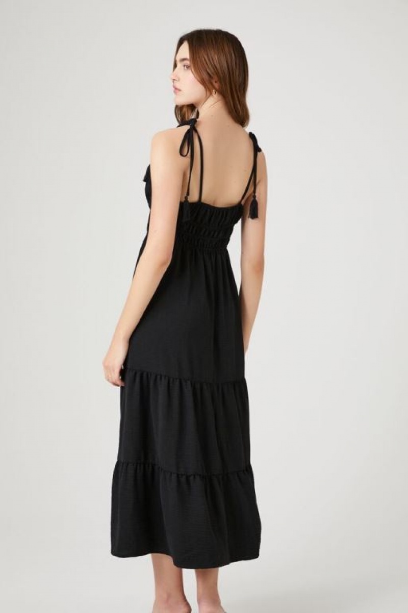 Vestido Forever 21 Crochet Trim Tassel Midi Mujer Negras | SCe6XvdBaur