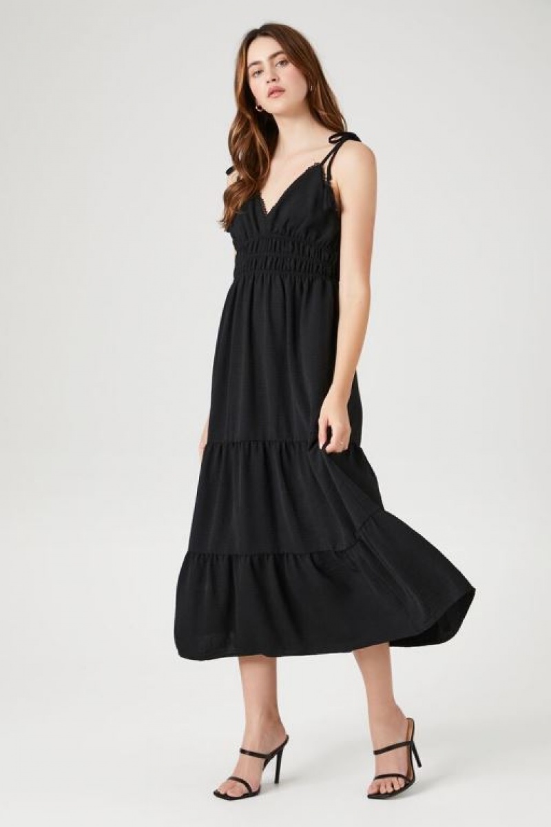 Vestido Forever 21 Crochet Trim Tassel Midi Mujer Negras | SCe6XvdBaur