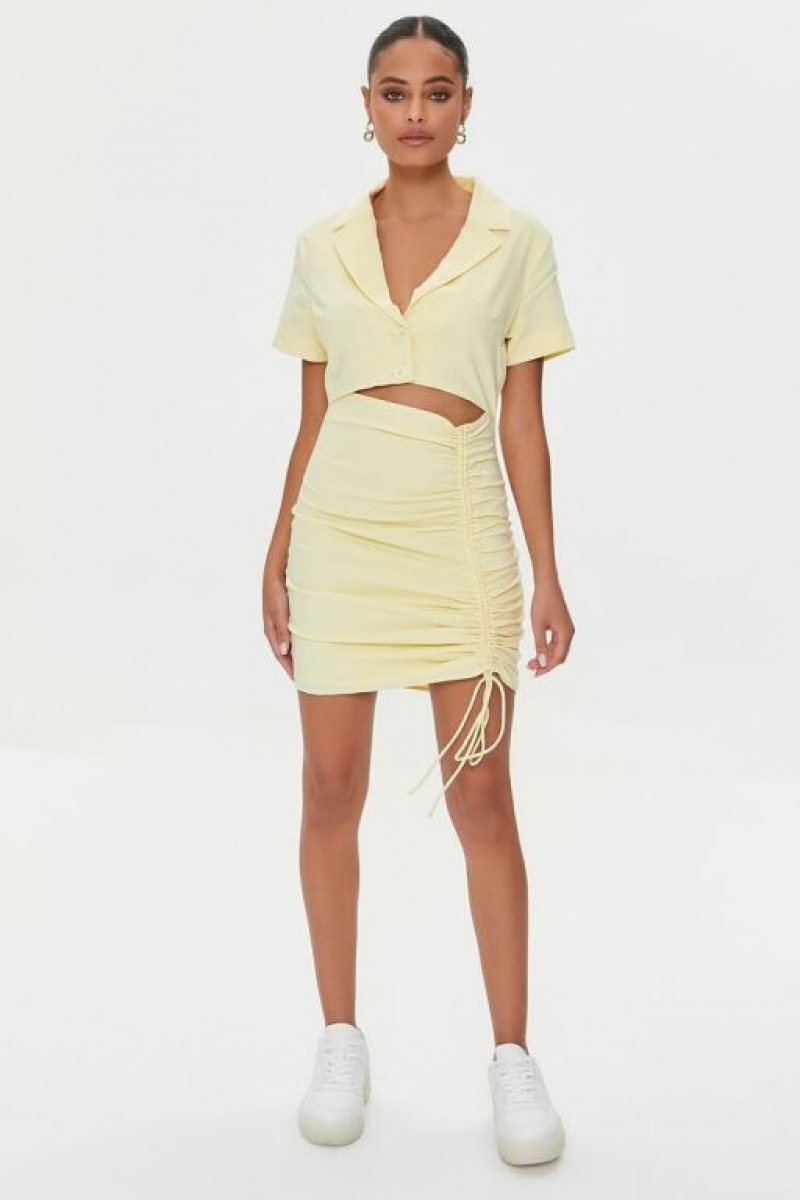 Vestido Forever 21 Cutout Bodycon Mini Mujer Amarillo | PEbowQafCvJ