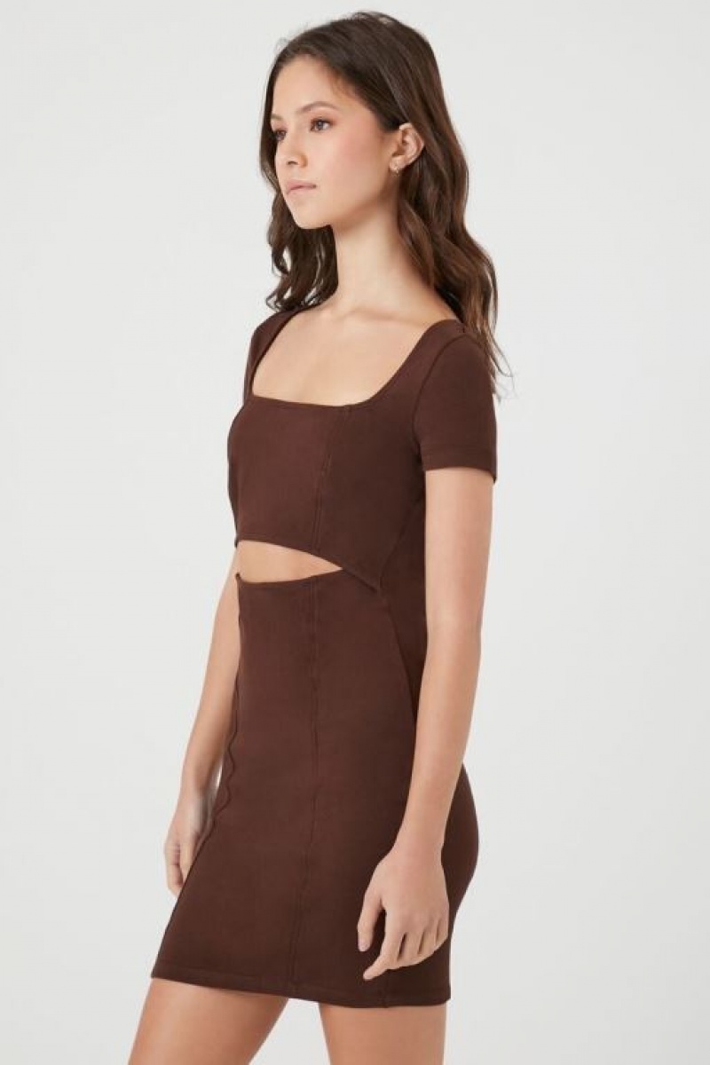 Vestido Forever 21 Cutout Bodycon Mini Mujer Marrones | QiHWLK0n6Ue