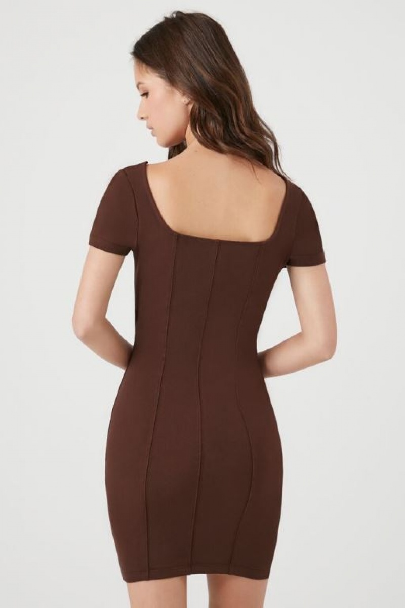 Vestido Forever 21 Cutout Bodycon Mini Mujer Marrones | QiHWLK0n6Ue