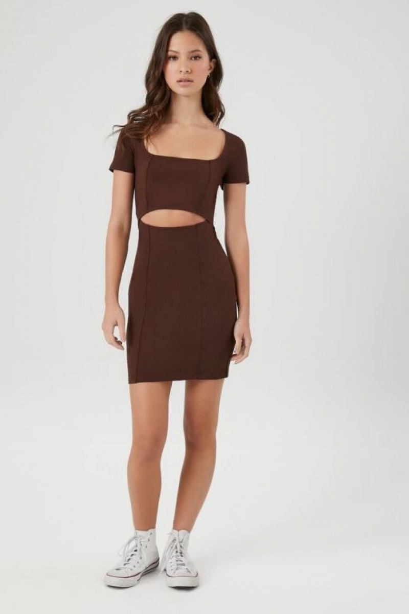 Vestido Forever 21 Cutout Bodycon Mini Mujer Marrones | QiHWLK0n6Ue