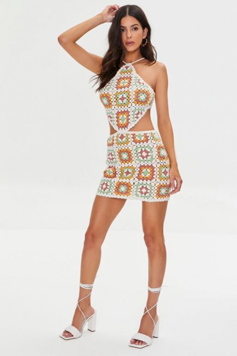 Vestido Forever 21 Cutout Crochet Mini Mujer Blancas Multicolor | LhLMHoyO7hS