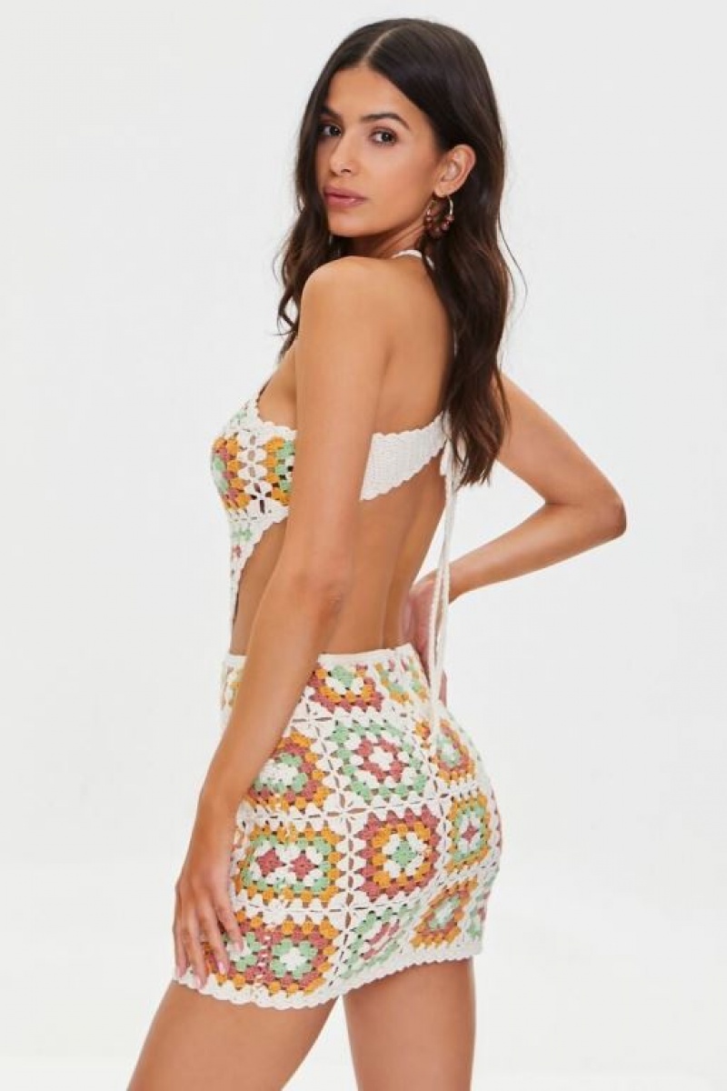 Vestido Forever 21 Cutout Crochet Mini Mujer Blancas Multicolor | TtgGPxpOqeK