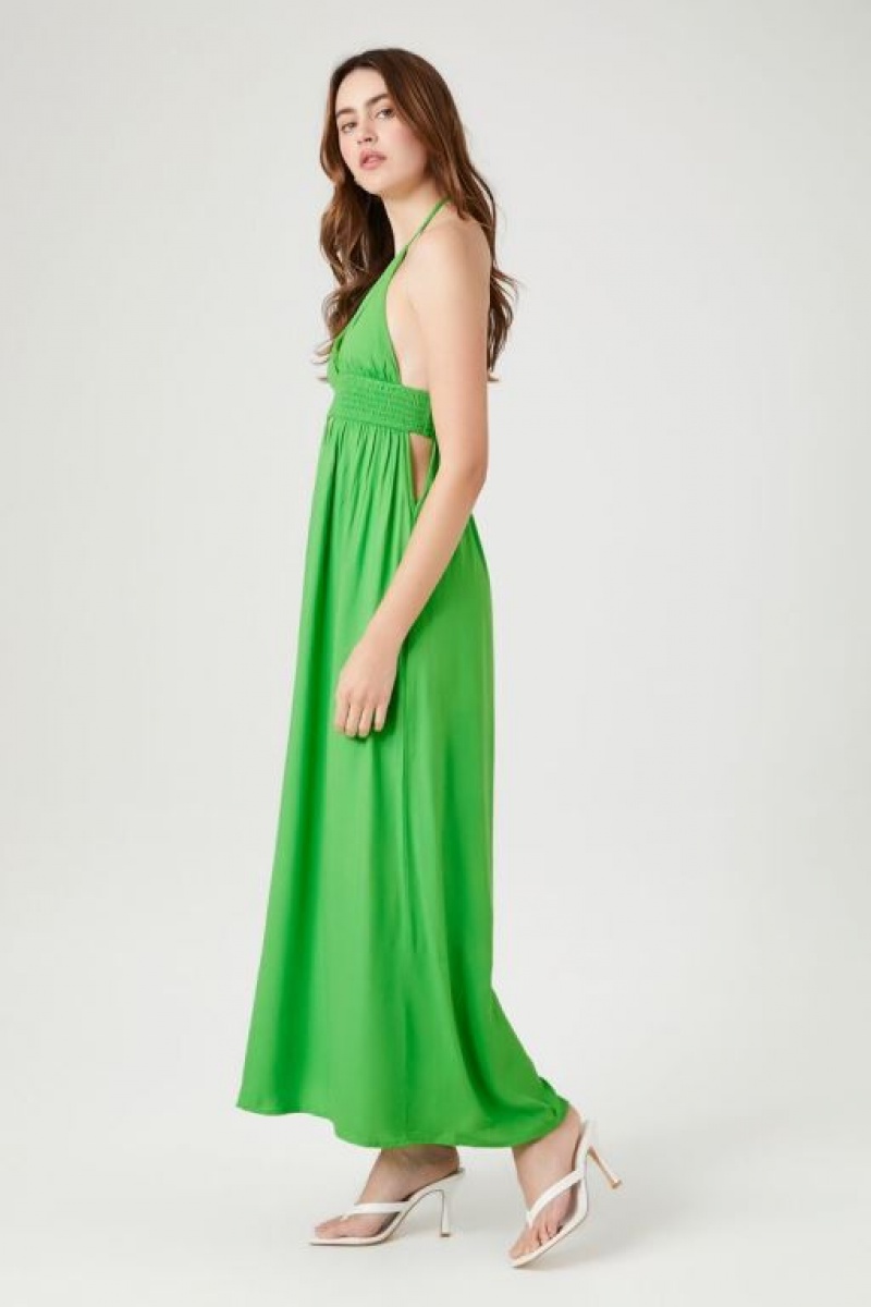 Vestido Forever 21 Cutout Halter Maxi Mujer Verde | hZGsDbbk9gW