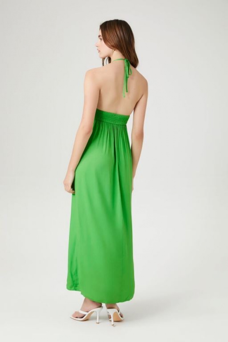 Vestido Forever 21 Cutout Halter Maxi Mujer Verde | hZGsDbbk9gW