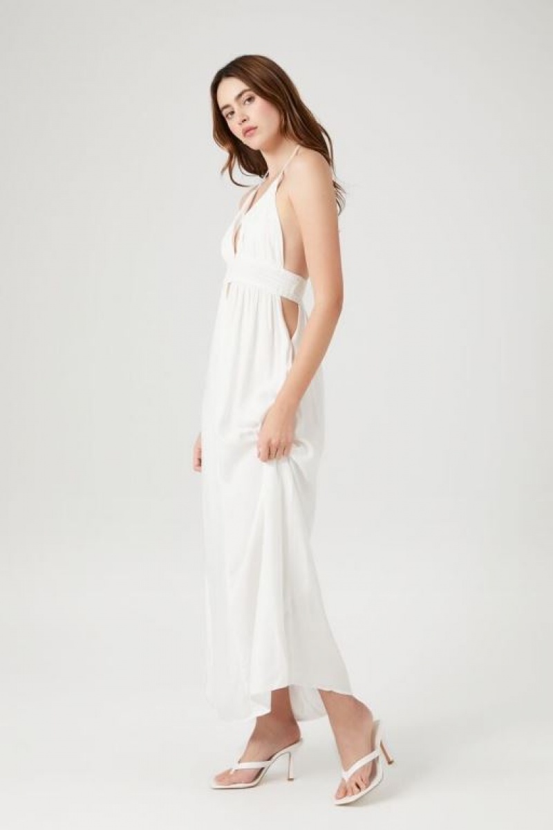 Vestido Forever 21 Cutout Halter Maxi Mujer Blancas | I3T1KxeQFk9