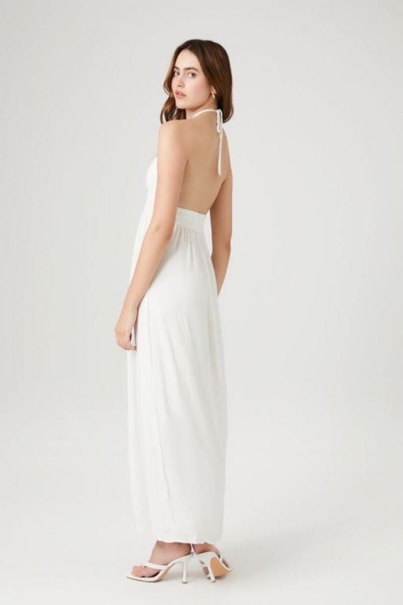 Vestido Forever 21 Cutout Halter Maxi Mujer Blancas | I3T1KxeQFk9