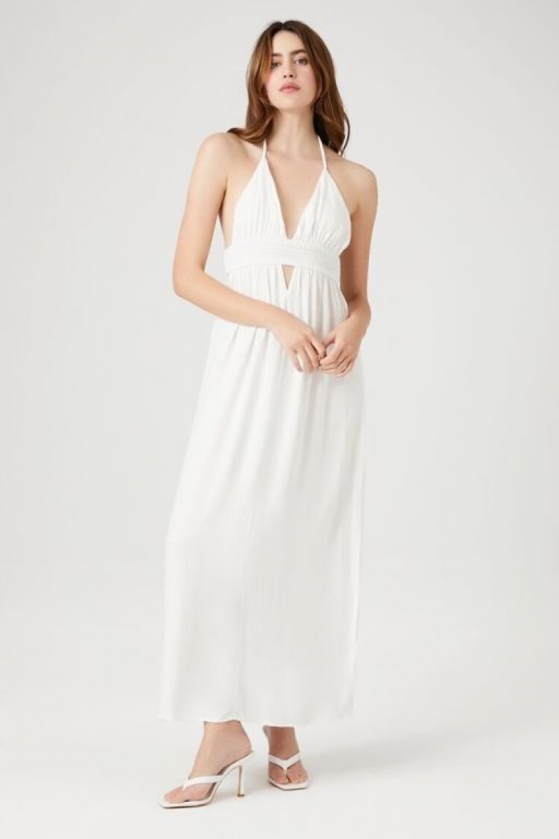 Vestido Forever 21 Cutout Halter Maxi Mujer Blancas | I3T1KxeQFk9